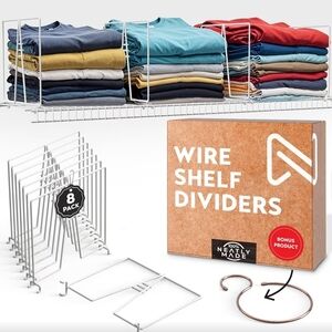 Silver Wire Shelf Dividers - 8 Pack